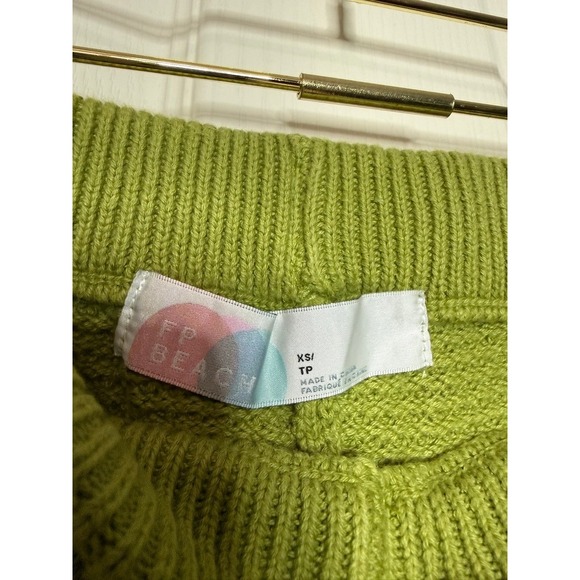 FP Beach Green Waffle Knit Henley Sweater & Wide Leg Pants Set XS - Picture 8 of 12
